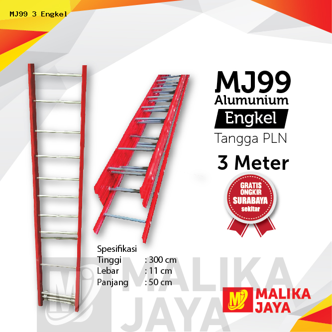 Tangga PLN 3 Meter Merk MJ99 3E Engkel / Single